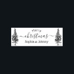 Pine-tree Merry Christmas Script Custom Name  Self-inking Stamp<br><div class="desc">Create your own beautiful pine-tree Merry Christmas stamp with your custom name using our gorgeous template! It's perfect for anyone looking for a unique way to say Merry Christmas. The design features a semicircle lettering text with your Christmas wishes on the top and your name / s at the bottom....</div>