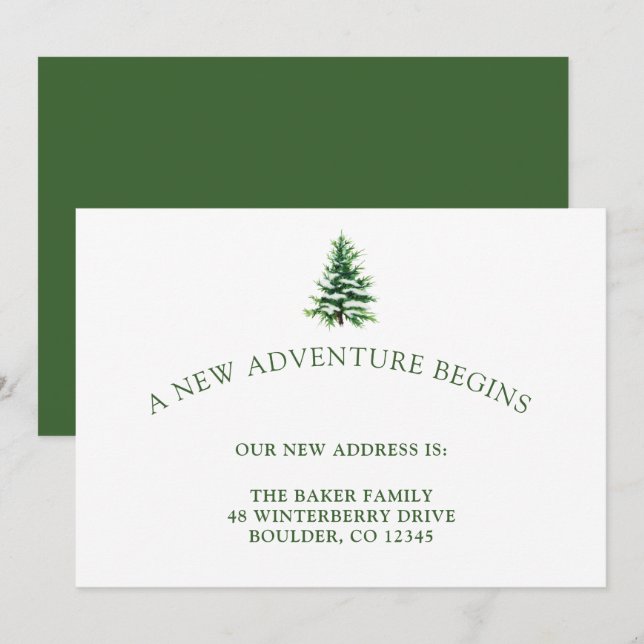 Pine Tree Minimalist New Adventure Moving Announcement (Front/Back)