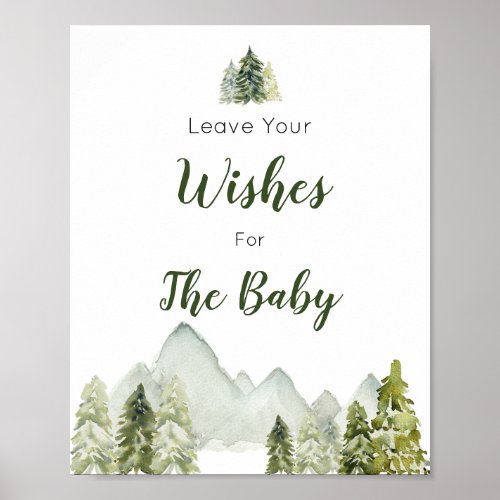 Pine Tree Mountain Baby Shower Wishes for Baby Poster