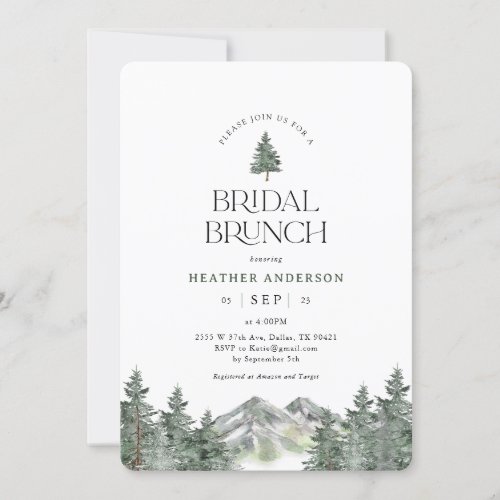 Pine Tree Mountain Forest Bridal Brunch Invitation