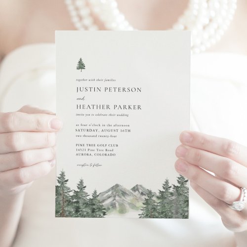 Pine Tree Mountain Forest Mountain Wedding Invitation