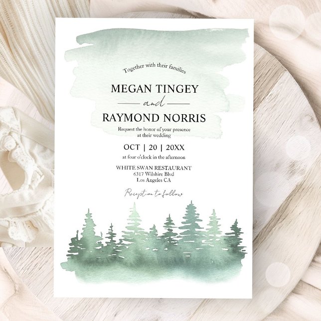 Pine Tree Mountain Landscape Rustic Wedding  Invitation (Creator Uploaded)