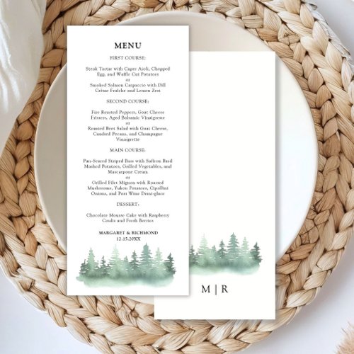 Pine Tree Mountain Landscape Rustic Wedding Menu