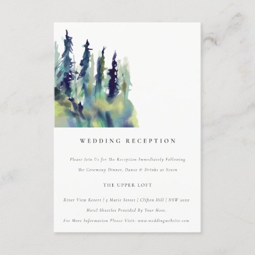 Pine Tree Mountain Landscape Wedding Reception Enclosure Card