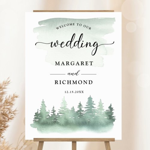 Pine Tree Mountain Rustic Wedding Welcome Foam Board