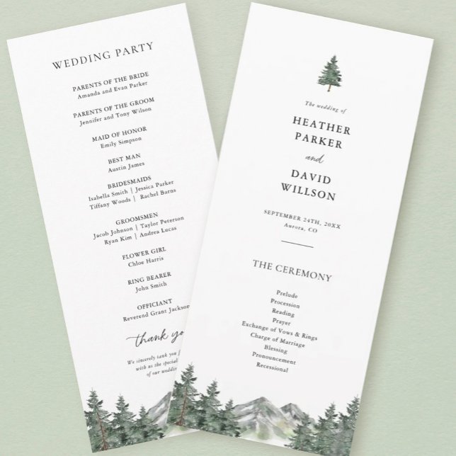 Pine Tree Mountain Wedding Ceremony Program (Creator Uploaded)