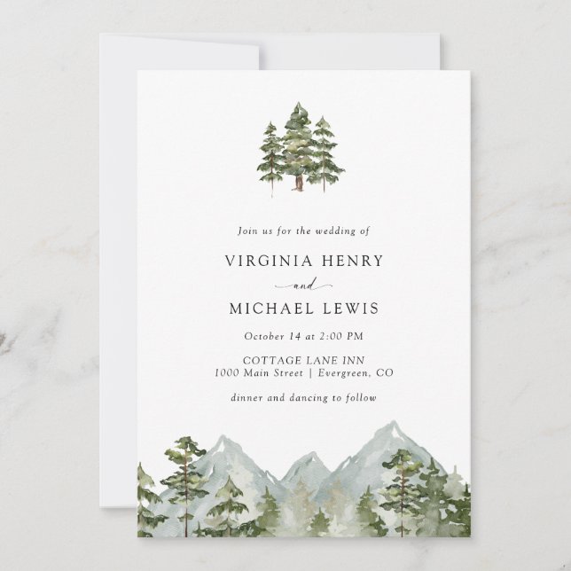 Pine Tree Mountain Wedding Invitation (Front)