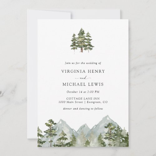 Pine Tree Mountain Wedding Invitation