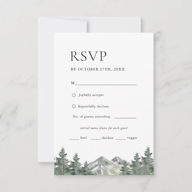 Pine Tree Mountain Wedding Menu Choice RSVP (Front)