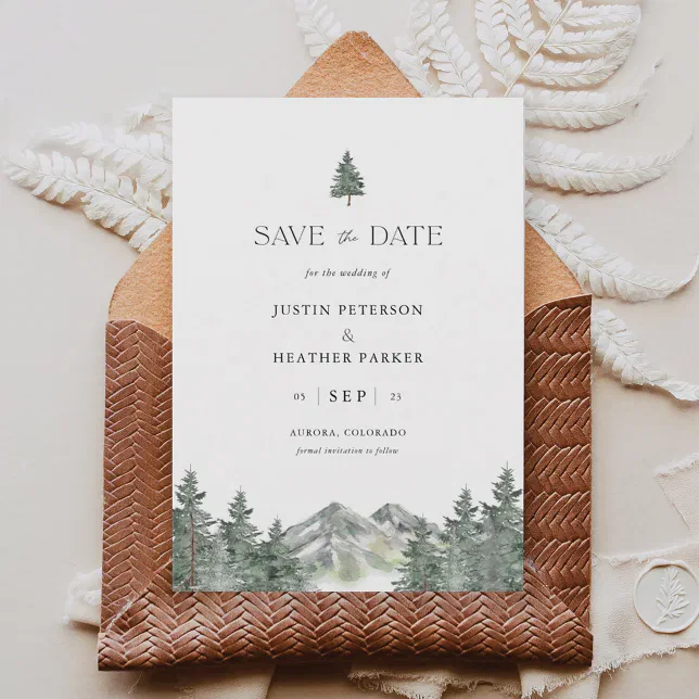 Pine Tree Mountain Wedding Save The Dates Invitation | Zazzle