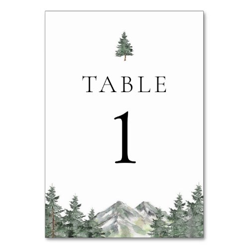 Pine Tree Mountain Wedding Table Number Cards