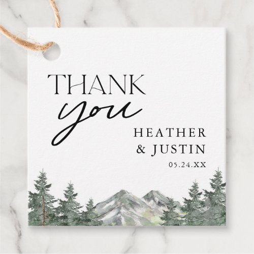 Pine Tree Mountain Wedding Thank You  Favor Tags