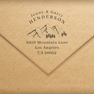 Pine-tree Mountains Couple Wedding Return Address Self-inking Stamp