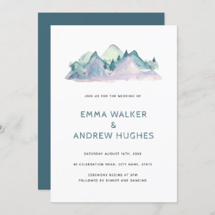 Pine Tree Mountains Nature Woodland Green Wedding Invitation