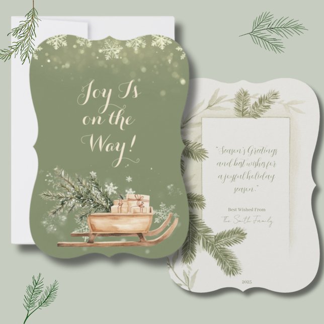 Pine Tree on Car Holiday Greeting Card (christmas card, vintage christmas card, retro christmas card, red car christmas tree, christmas tree)