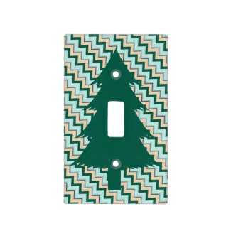 Pine Tree On Turquoise and Tan Zigzag Pattern