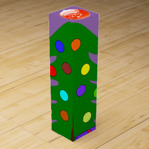 Pine Tree & Orange Ornament Purple Wine Box
