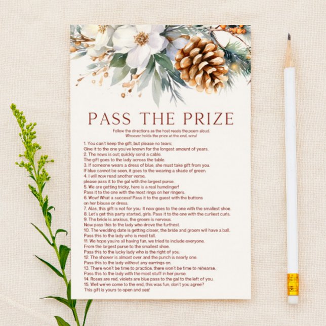 Pine Tree Pass The Prize Bridal Shower Game  Stationery (Creator Uploaded)