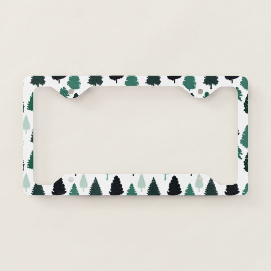 Pine Tree Pattern Green License Plate Frame