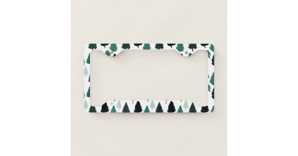 Pine Tree Pattern Green License Plate Frame Zazzle