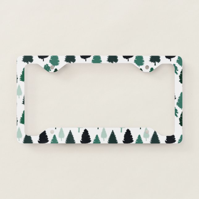 Pine Tree Pattern Green License Plate Frame (Front)