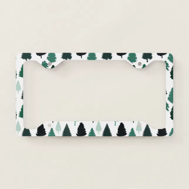 Pine Tree Pattern Green License Plate Frame Zazzle