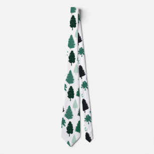 Pine Tree Pattern Green Neck Tie