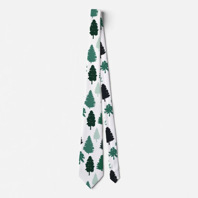 Pine Tree Pattern Green Neck Tie (Front)