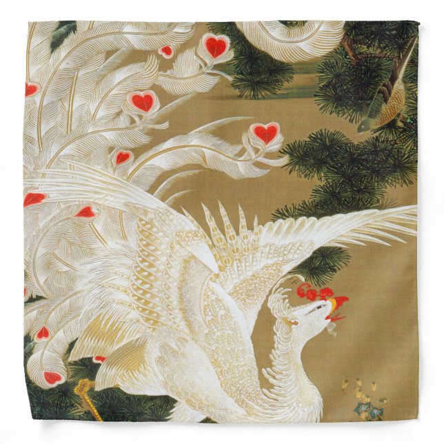 Pine Tree & Phoenix (Love Heart Phoenix), Jakuchu Bandana (Front)