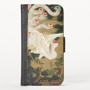 Pine Tree & Phoenix (Love Heart Phoenix), Jakuchu iPhone X Wallet Case