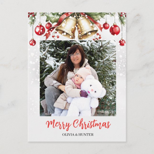 Pine Tree Photo Frame Christmas Holiday card  (Front)
