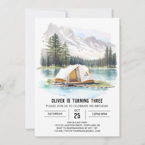 Pine Tree Picnic Birthday Celebration Invitation