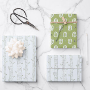 Pine Tree & Pine Cone Gift Wrap Set