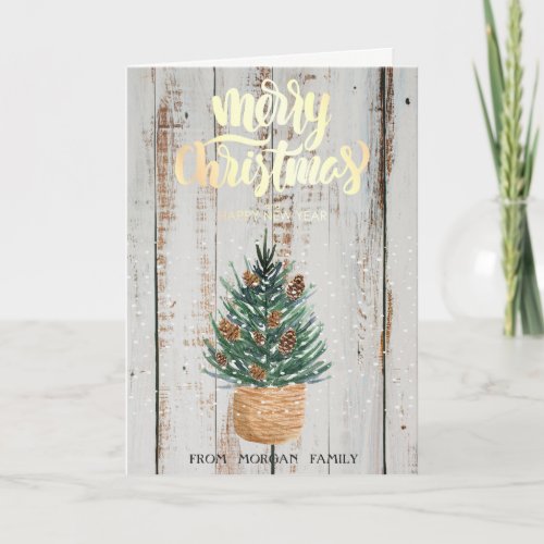 Pine TreePine ConesSnow Merry Christmas Holiday Card