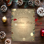 Pine Tree,Pine cones,Stars,Santa Hat  Christmas Invitation<br><div class="desc">An elegant holiday party invitation featuring a watercolor Christmas tree with presents, pine cones, Santa hat and stars. These beautiful Christmas invitations are perfect for Christmas dinner party invitations, holiday gift exchange invitations, Christmas fundraisers, holiday ball invitations, and other events held during the month of December. Just use the template...</div>