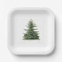 Pine Tree Plate Holiday Christmas Party Dinning