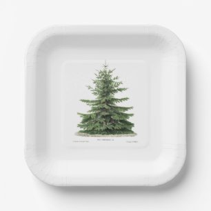 Pine Tree Plate Holiday Christmas Party Dinning