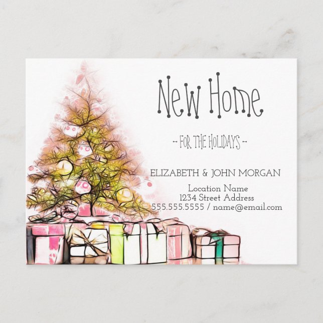 Pine Tree Presents New Address Announce Announcement Postcard (Front)