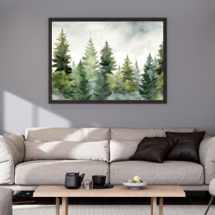 Pine Tree Print Winter Landscape Wall Art