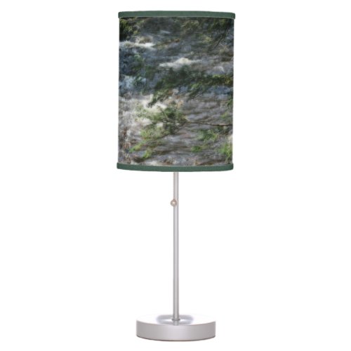 Pine Tree Rapids In Stream Orton Effect   Table Lamp