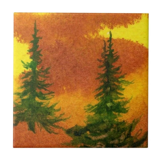 Pine Tree Red and :Yellow Morning Tile (Front)