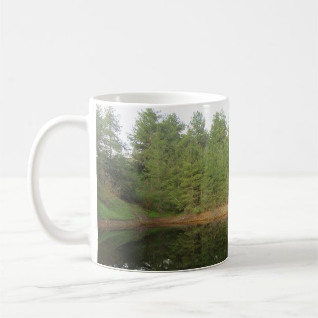 Pine Tree Reflection Lake Coffee Mug (Left)