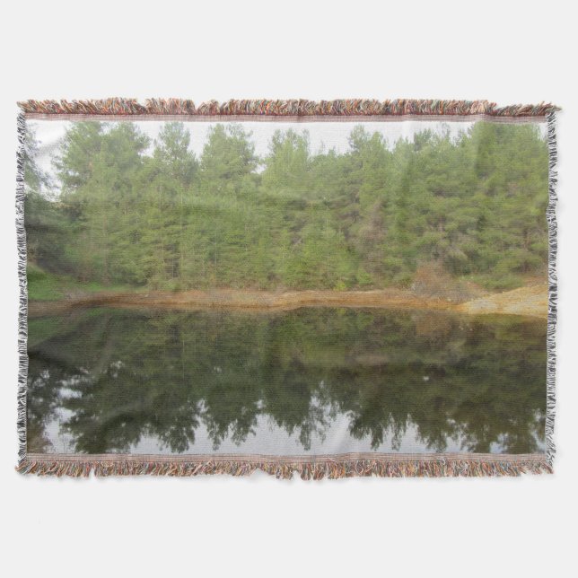 Pine Tree Reflection Lake Throw Blanket (Front)