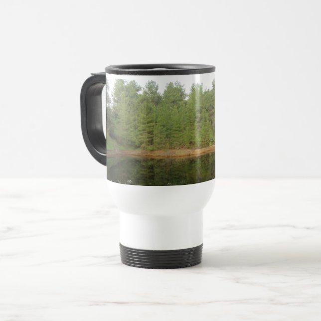 Pine Tree Reflection Lake Travel Mug (Front Left)