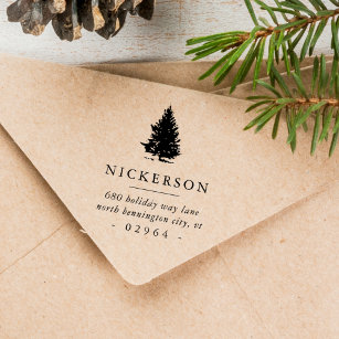 Pine Tree Return Address Rubber Stamp