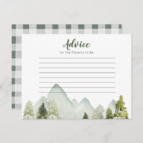 Pine Tree Rustic Adventure Baby Shower Advice Card