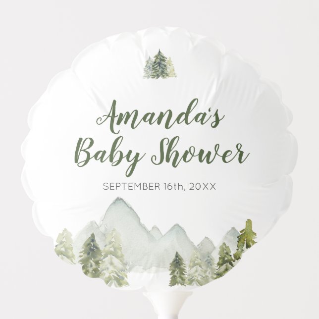 Pine Tree Rustic Adventure Baby Shower Balloon (Front)