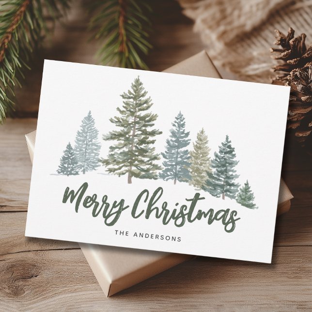 Pine Tree Rustic  Christmas  Holiday Card (Creator Uploaded)
