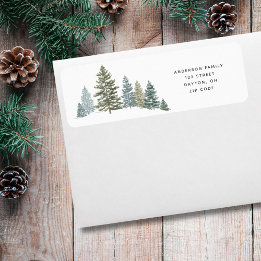 Pine Tree Rustic Christmas Return Address Label