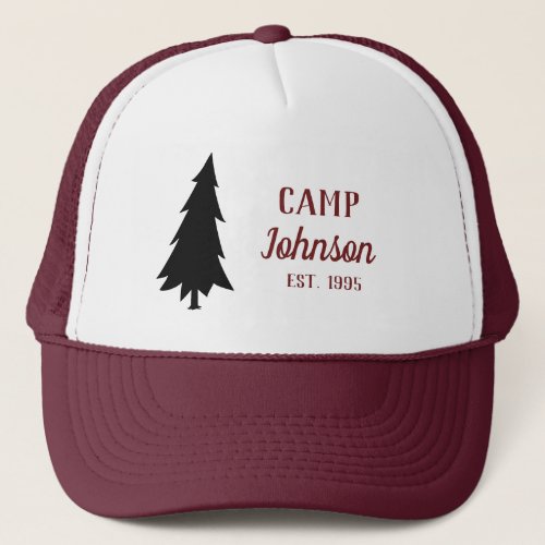 Pine Tree Rustic Country Family Camp Trucker Hat